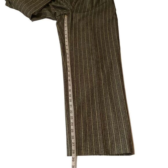 Carlisle Pants Trousers Tweed Wide Leg Black Grey Yellow Pin Stripe Lined 14 - Picture 7 of 12